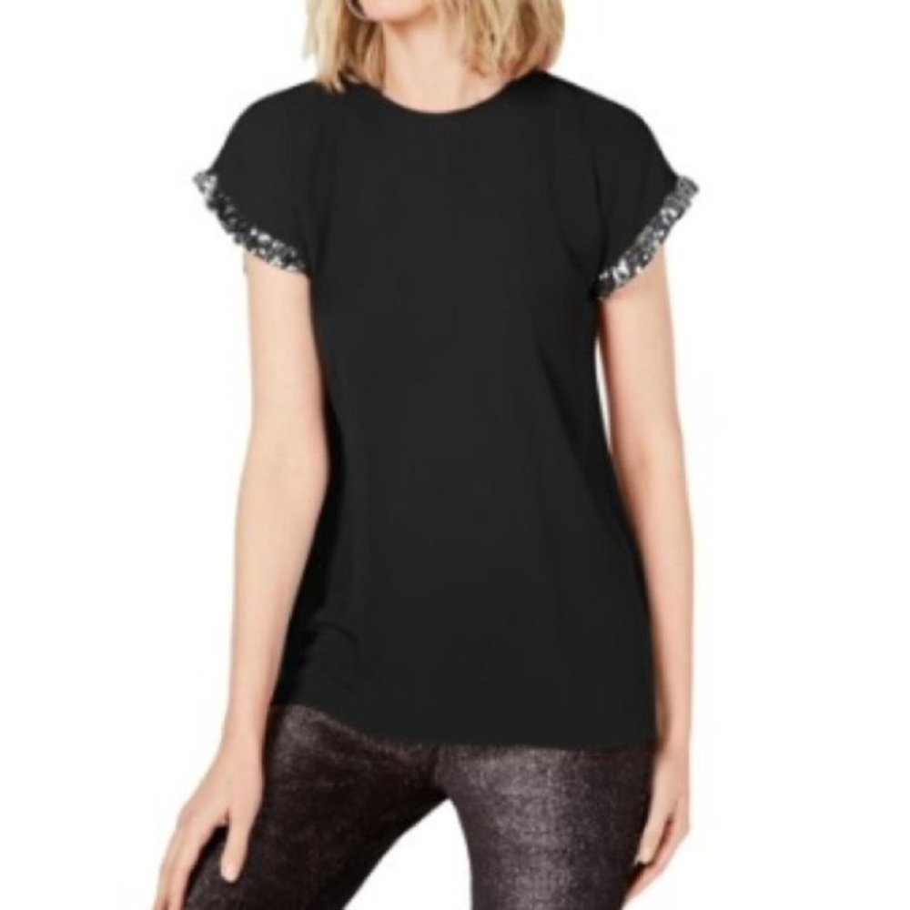 Michael Michael Kors Sequin-Trim Ruffled Blouse